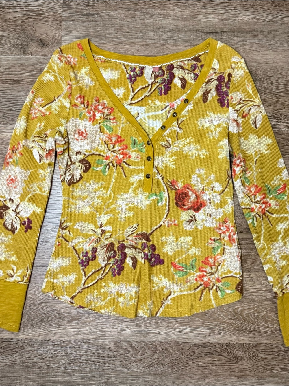 Pilcro Mustard Floral Knit Top - Picture 2 of 8